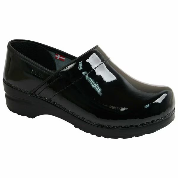 PROFESSIONAL Patent Leather Narrow Women's Closed Back Clog in Black, Size 6.5-7, PR, Sanita, Mfr#: 457312W-002-38